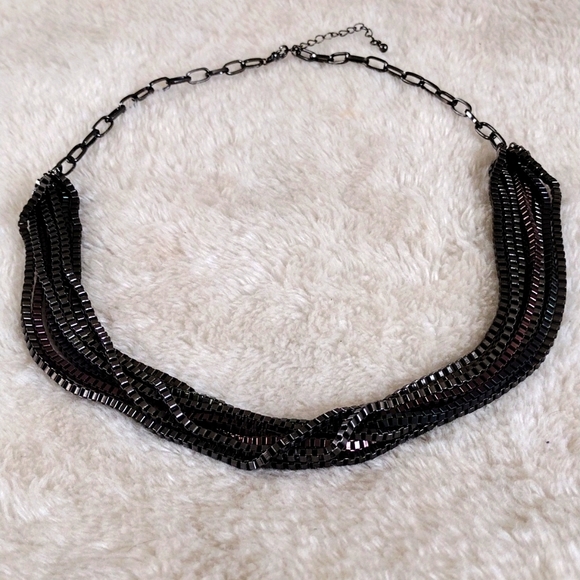 Vintage Women's Silver Gray Brown Tone Multi Strand Metal Chain Necklace - Picture 5 of 8
